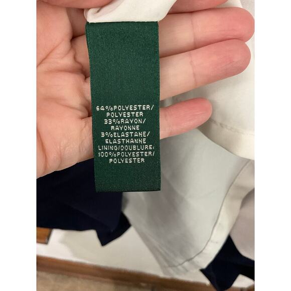 Lauren Ralph Lauren Sleeveless Fit & Flare Dress Pleated Navy Size 10 Medium - Picture 7 of 9